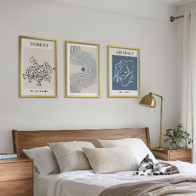 Set tablouri pentru dormitor Postere abstracte cu linii de flori