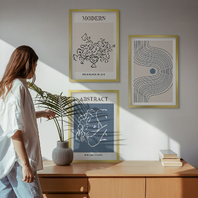 Set tablouri pentru dormitor Postere abstracte cu linii de flori
