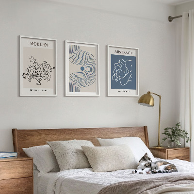 Set tablouri pentru dormitor Postere abstracte cu linii de flori