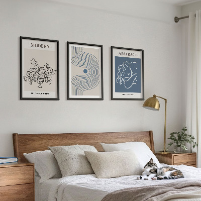 Set tablouri pentru dormitor Postere abstracte cu linii de flori