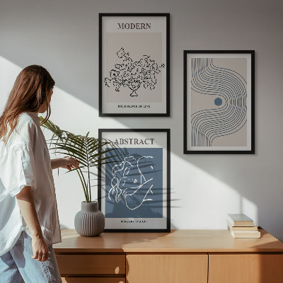 Set tablouri pentru dormitor Postere abstracte cu linii de flori