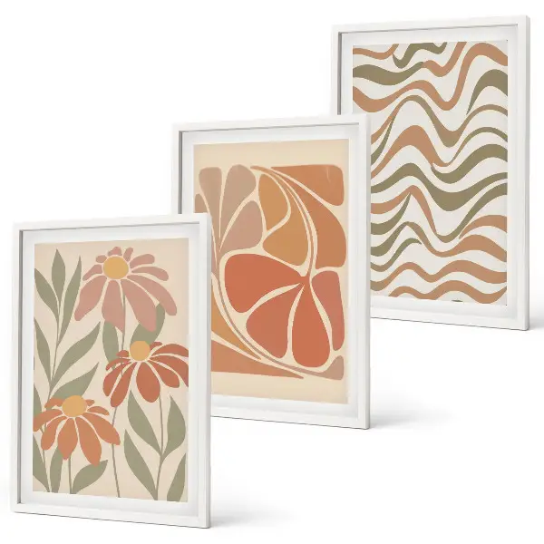 Set de tablouri pentru dormitor cu model de flori abstracte pastelate