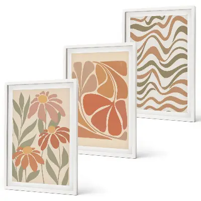 Set de tablouri pentru dormitor cu model de flori abstracte pastelate