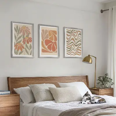Set de tablouri pentru dormitor cu model de flori abstracte pastelate