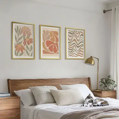 Set de tablouri pentru dormitor cu model de flori abstracte pastelate
