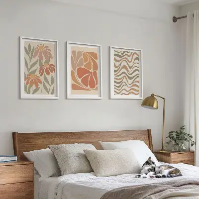 Set de tablouri pentru dormitor cu model de flori abstracte pastelate