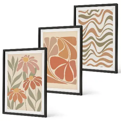 Set de tablouri pentru dormitor cu model de flori abstracte pastelate