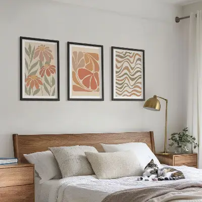 Set de tablouri pentru dormitor cu model de flori abstracte pastelate