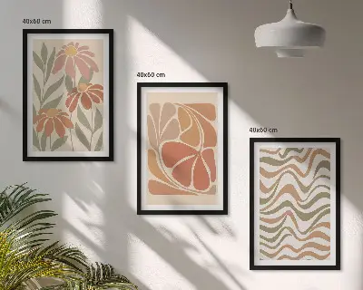Set de tablouri pentru dormitor cu model de flori abstracte pastelate