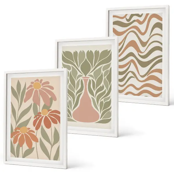 Set tablouri decorative cu flori abstracte pastelate