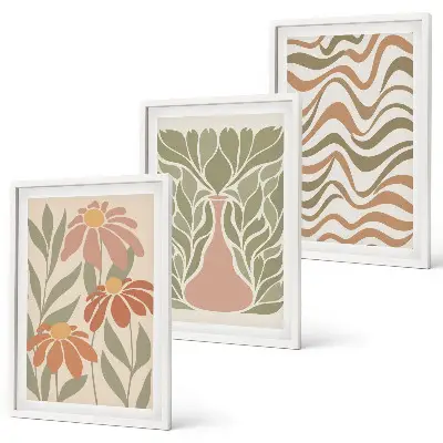 Set tablouri decorative cu flori abstracte pastelate