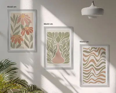 Set tablouri decorative cu flori abstracte pastelate