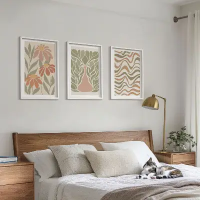 Set tablouri decorative cu flori abstracte pastelate