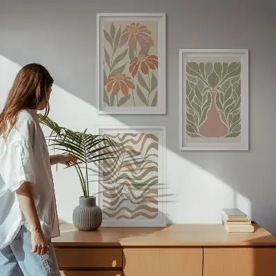Set tablouri decorative cu flori abstracte pastelate