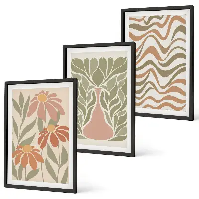 Set tablouri decorative cu flori abstracte pastelate