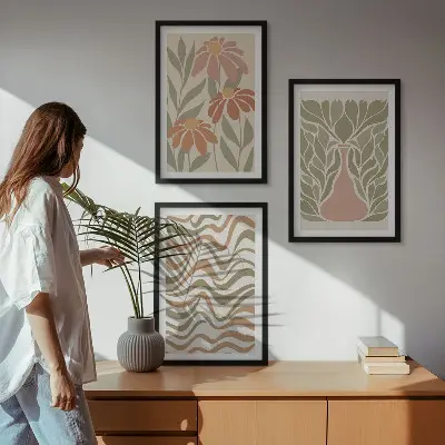 Set tablouri decorative cu flori abstracte pastelate