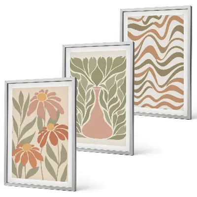Set tablouri decorative cu flori abstracte pastelate