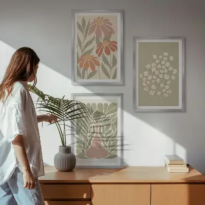 Set de tablouri pentru dormitor cu modele florale în stil boho