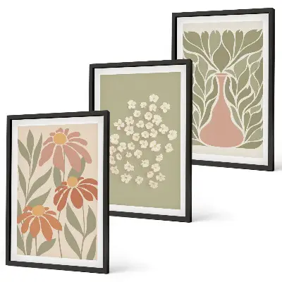 Set de tablouri pentru dormitor cu modele florale în stil boho