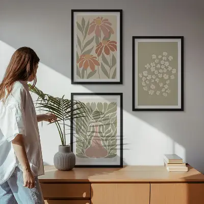 Set de tablouri pentru dormitor cu modele florale în stil boho
