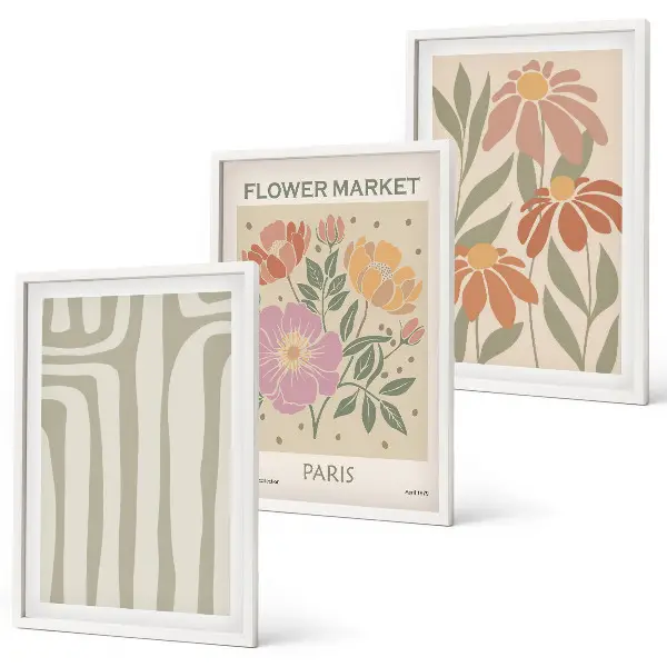Set de tablouri pentru dormitor cu motive botanice în stil minimalism parizian