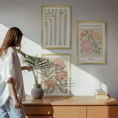 Set de tablouri pentru dormitor cu motive botanice în stil minimalism parizian