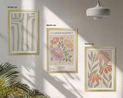 Set de tablouri pentru dormitor cu motive botanice în stil minimalism parizian