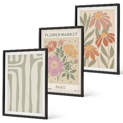 Set de tablouri pentru dormitor cu motive botanice în stil minimalism parizian