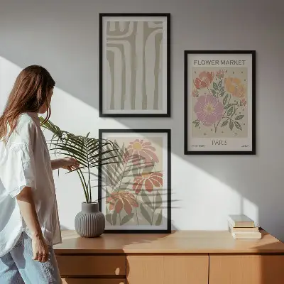 Set de tablouri pentru dormitor cu motive botanice în stil minimalism parizian
