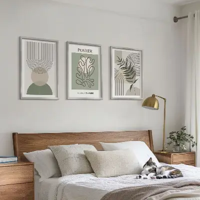 Set de tablouri pentru dormitor cu modele botanice geometrice