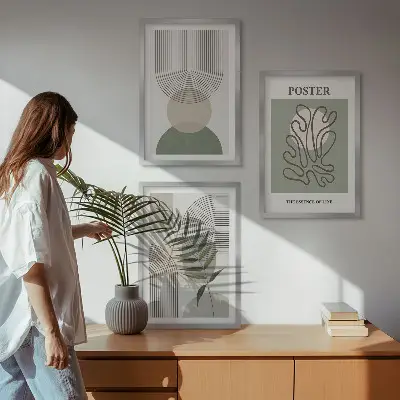 Set de tablouri pentru dormitor cu modele botanice geometrice
