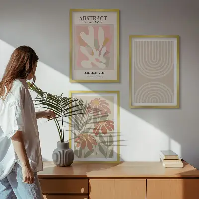 Set de tablouri decorative cu forme abstracte de plante