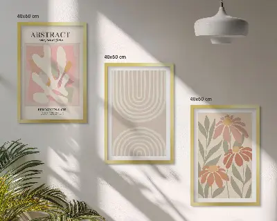 Set de tablouri decorative cu forme abstracte de plante