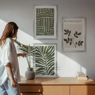 Set de tablouri decorative cu design minimalist boho botanic