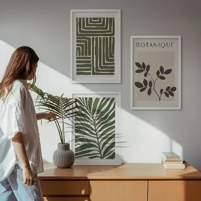 Set de tablouri decorative cu design minimalist boho botanic