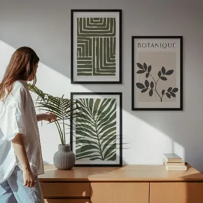 Set de tablouri decorative cu design minimalist boho botanic