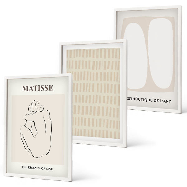 Set tablouri decorative Linii forme bej alb