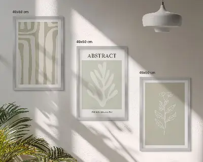 Set de tablouri pentru dormitor cu modele abstracte de plante