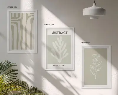 Set de tablouri pentru dormitor cu modele abstracte de plante