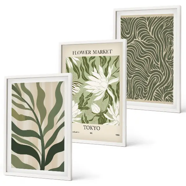 Set de tablouri decorative cu modele de plante în stil boho