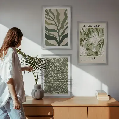 Set de tablouri decorative cu modele de plante în stil boho