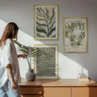 Set de tablouri decorative cu modele de plante în stil boho