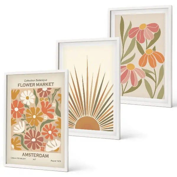 Set tablouri decorative cu model flori de soare pastelate