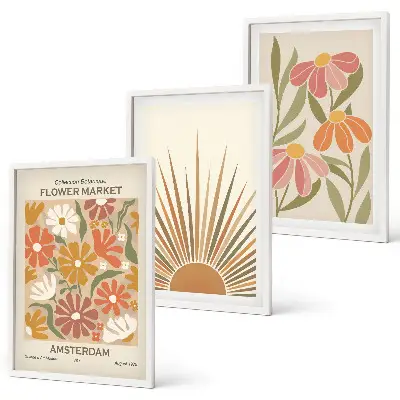 Set tablouri decorative cu model flori de soare pastelate