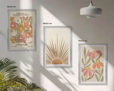 Set tablouri decorative cu model flori de soare pastelate
