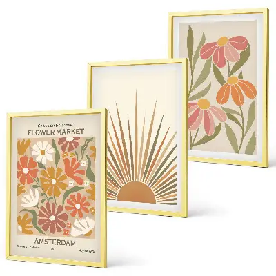 Set tablouri decorative cu model flori de soare pastelate