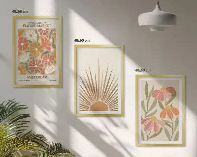 Set tablouri decorative cu model flori de soare pastelate