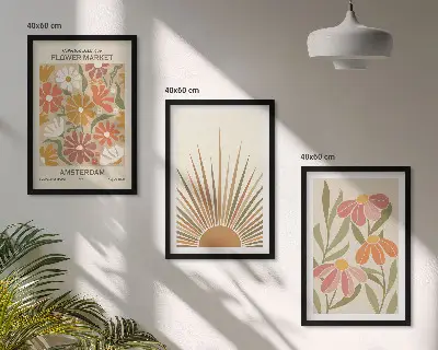 Set tablouri decorative cu model flori de soare pastelate