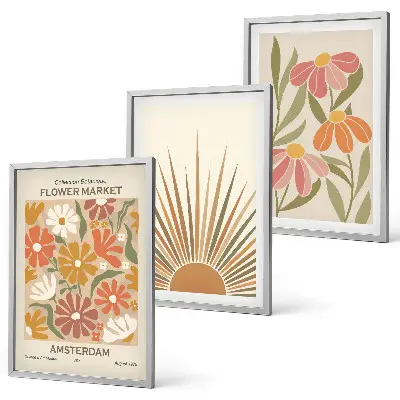 Set tablouri decorative cu model flori de soare pastelate