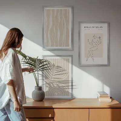 Set de tablouri pentru dormitor cu decorațiuni abstracte în stil boho